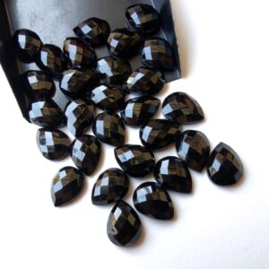 13x17mm Black Onyx Cabochon, Black Onyx Rosecut Gemstones, Onyx Flat Cabochons, Black Onyx Pear For Jewelry (5pcs To 10pcs Options) - Bgp240