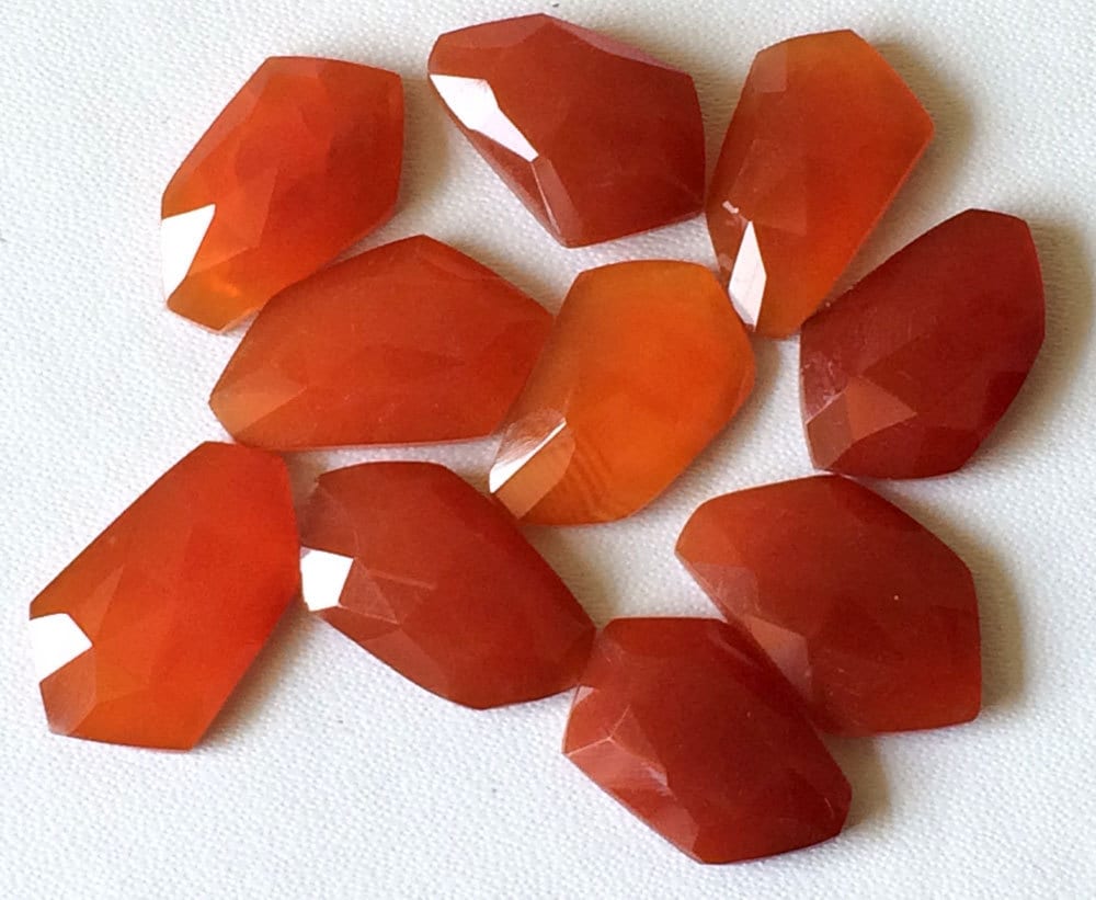 15-17mm Red Onyx Fancy Flat Back Cabochons, Red Onyx Rose Cut Cabochons, Flat Back Red Onyx For Jewelry (5pcs To 20pcs Options) - Bgpc536