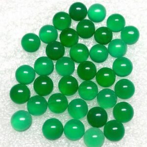 5 Aaa Green Onyx Cabochons: Round Gemstones (7mm-12mm)