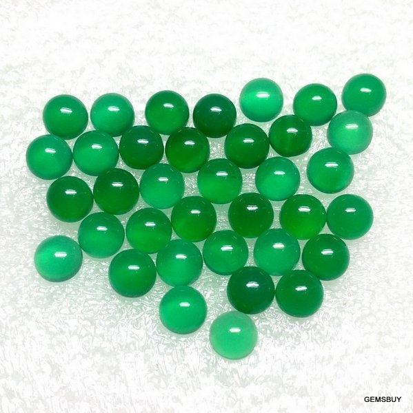 Aaa Green Onyx Cabochons: 6mm Round Gemstones, 10 Pieces