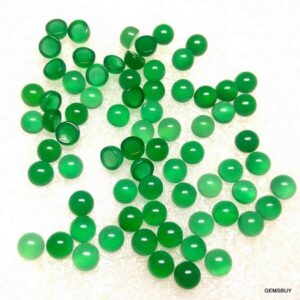 Aaa Green Onyx Cabochon Gemstones: Round Flat Backs (10 Pieces)