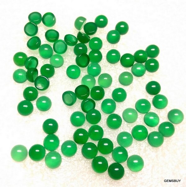 Aaa Green Onyx Cabochon Gemstones: Round Flat Backs (10 Pieces)