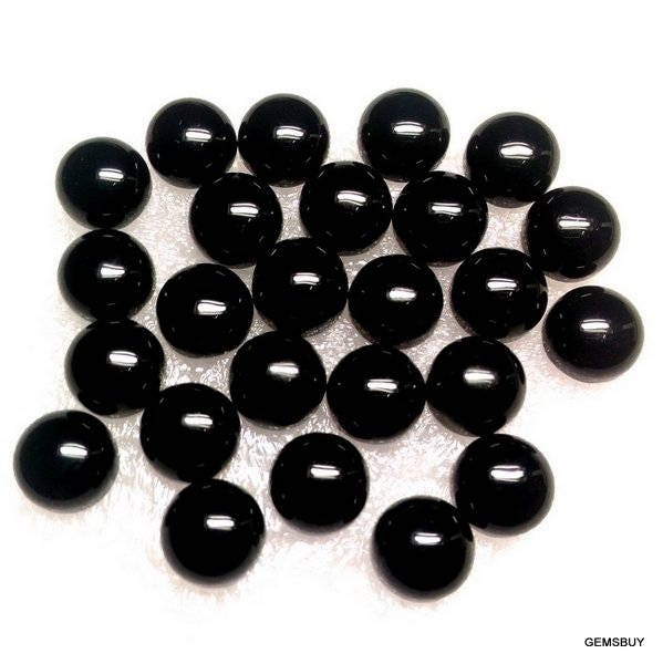 Black Onyx Cabochon: 9-12mm Round Aaa Gemstone