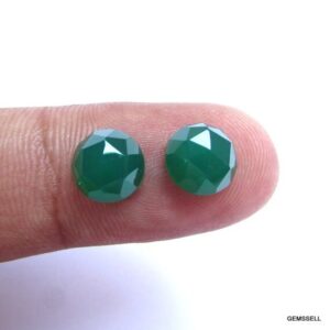 Green Onyx Cabochon: 8mm Round Rosecut Gemstone Pair