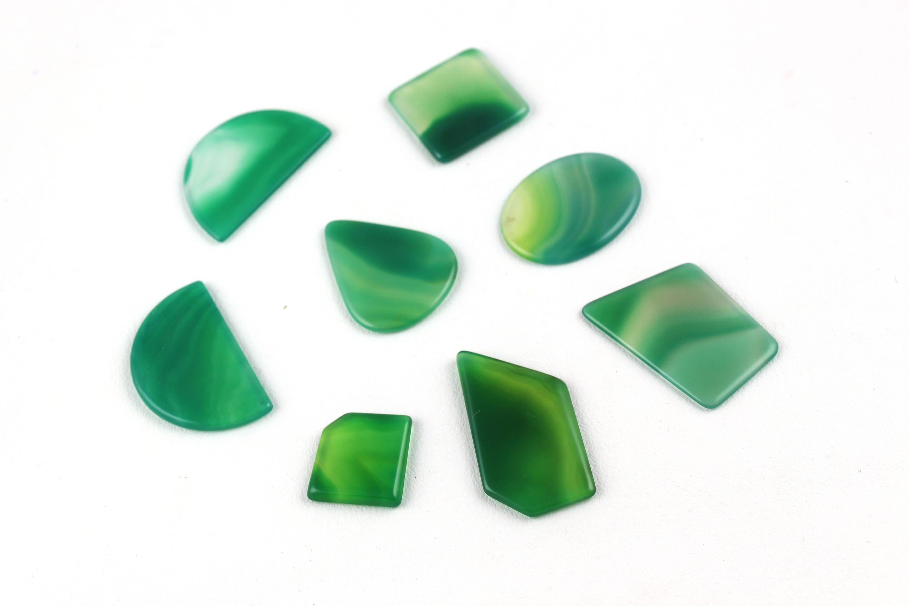 Green Onyx Gemstone Set: Multi Shape Cabochons, 25x28-26x43mm