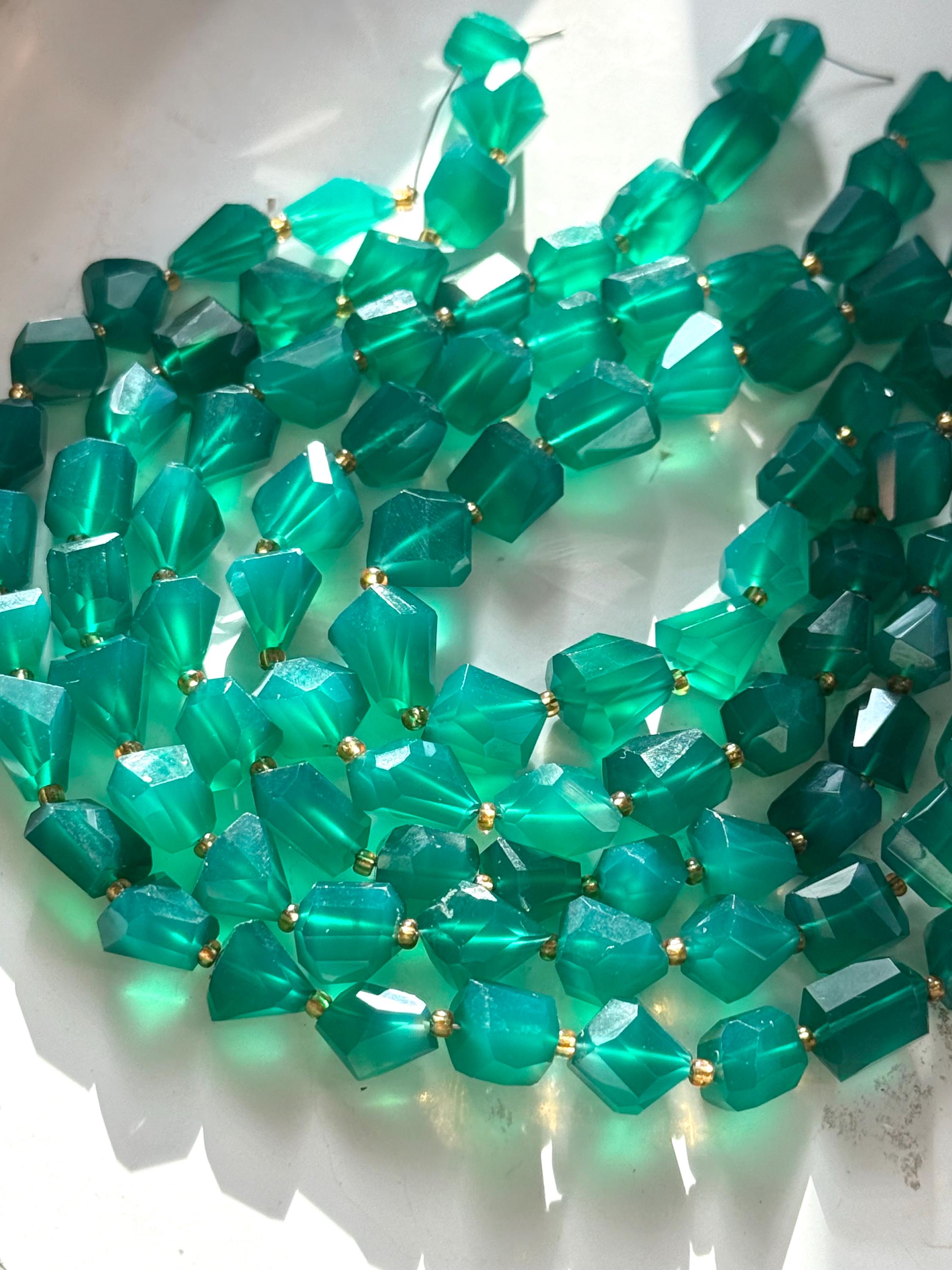 1/2 Strand Of Green Onyx Nuggets 1/2 Strand Of Green Onyx Nuggets