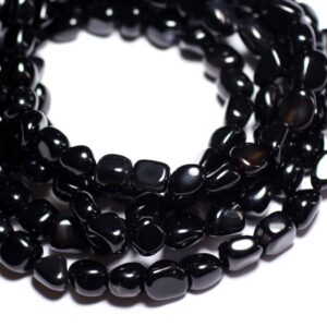10pc - Perles Pierre Onyx Noir Nuggets Olives Rectangles Cubes 6-9mm - 4558550024107