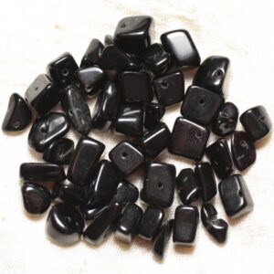 40pc - Perles Pierre Onyx Noir Grosses Rocailles Chips 5-15mm - 7427039742863
