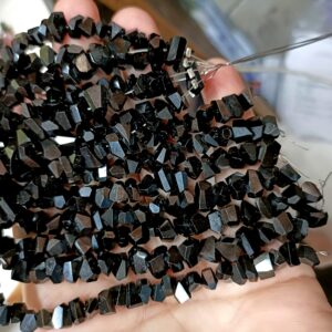 7 Inch Strand,Natural Black Onyx Faceted Fancy Nuggets  Shape Size 7-8mm