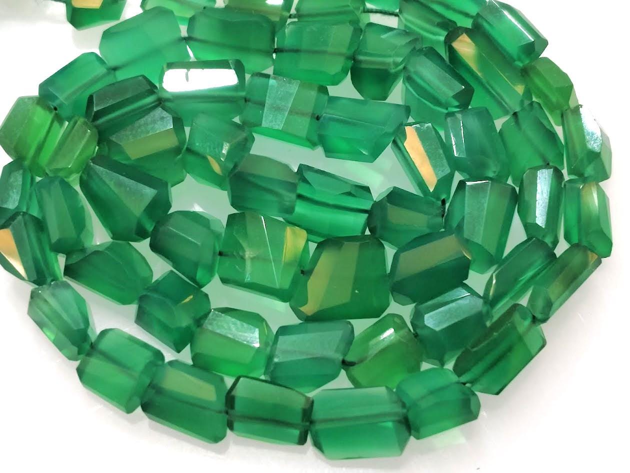 8 Inch Strand, Natural Green Onyx Faceted Nuggets Shape,size 8-10mm 8 Inch Strand, Natural Green Onyx Faceted Nuggets Shape,size 8-10mm