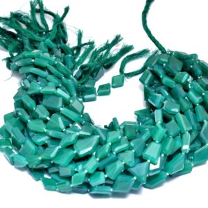 Aaa Green Onyx Gemstone 12mm-15mm Nuggets Beads | Green Onyx Step Cut Tumbled | Natural Rare Semi Precious Gemstone Beads For Jewelry Making