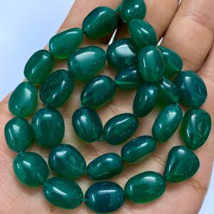 Aaa++ Green Onyx Smooth Nuggets Beads Natural Green Onyx Gemstone Beads 10-12mm Green Onyx Smooth Nuggets 16” Smooth Green Color Onyx Beads