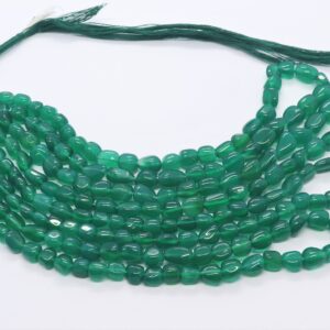 Aaa Natural Green Onyx Smooth Uneven Shape Oval Beads, 6-7 Mm Green Onyx Gemstone Beads, 16 Inch Smooth Green Onyx Nuggets Beads Wholesale