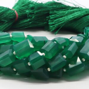 Aaa Natural Green Onyx Faceted Nuggets Beads, 7x9 Mm Green Onyx Leaser Cut Beads, 8 Inch Faceted Green Onyx Tumble Beads