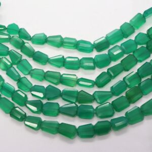 Aaa Natural Green Onyx Faceted Uneven Shape Nuggets Beads, 10x14-12x16 Mm Onyx Gemstone Beads, 18 Inch Faceted Tumble Beads Strand