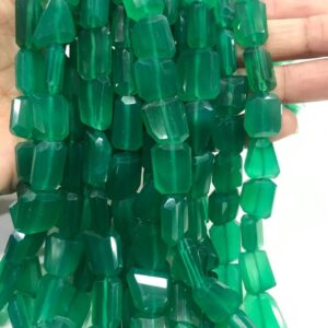 Beautiful- Natural Green Onyx Laser Cut Faceted Nugget Gemstone Beads, 17 Inches Strand Size 8/11-13/15 mm Approx Beads For Jewelry Making