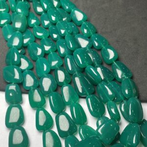 Beautiful Smooth Natural Green Onyx Big Nugget Beads Strand, 21 Inches Very Long Strand 11x8-20/17 MM Approx Onyx Bead An Amazing Item