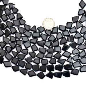 Black Onyx Faceted 12mm-15mm Gemstone Nugget Beads | Black Onyx Step Cut Tumbled | Natural Semi Precious Gemstone Beads For Jewelry Making