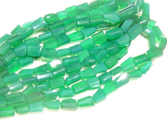 Green Onyx Beads: Faceted Nuggets, Aaa Quality (3 Strands)