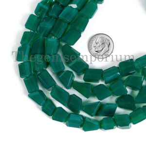Green Onyx Faceted Nugget Beads, Loose Gemstone Beads For Jewelry Making