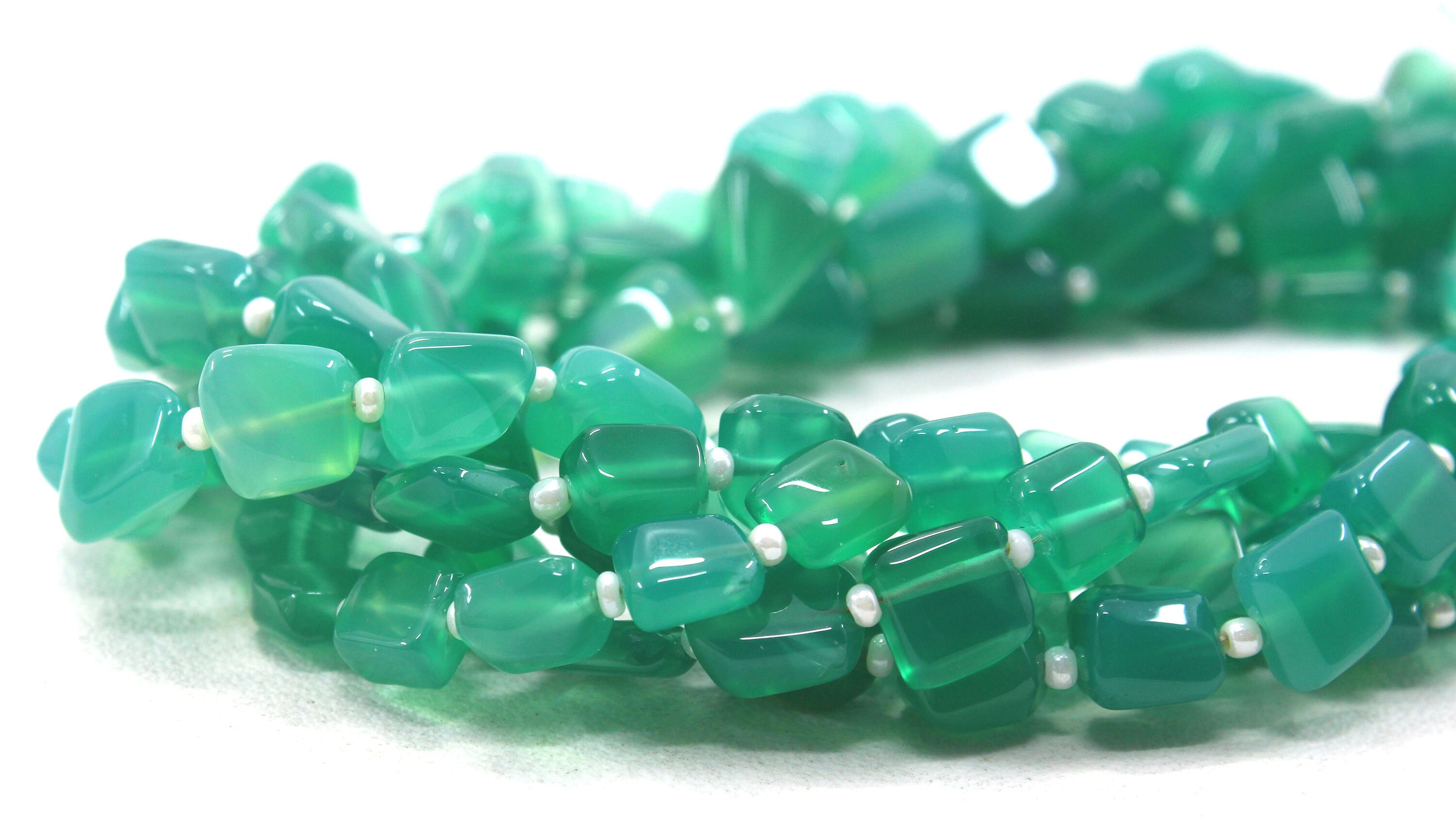 Green Onyx Nugget Beads: 14" Strand, 5x7-8x11mm Gemstone