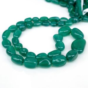 Green Onyx Smooth Tumble Beads, 7-14mm/7-20mm Natural Green Onyx Oval Tumble Gemstone Beads, 16 Inch Strand, Gds1941