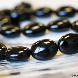 L/ Black Onyx 15x20mm Oval Pebble Beads 16" Strand Dyed Gemstone For Jewelry Making 140-1376