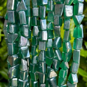 Mystic Green Onyx Faceted Nugget Beads - 12mm
