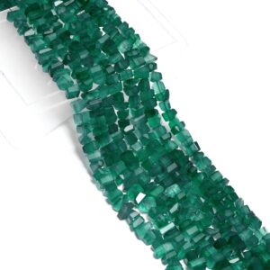 Natural Aaa+ Green Onyx 6mm-9mm Gemstone Faceted Nuggets | Onyx Semi Precious Gemstone Stepcut Tumbled Beads For Jewelry Making | 8" Strand
