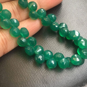 Natural Green Onyx Faceted Onion Gemstone Beads, Size- 6.5-7 mm Approx Nuggets Beads, 8 Inch Strand An Amazing Item At Wholesale Price