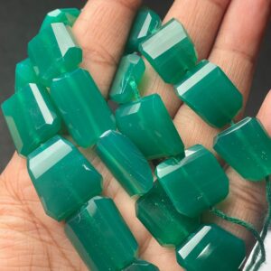 Natural Green Onyx Flat Laser Cut Nugget/Tumbled Beads Strand, Size 14/16 MM Approx 7 Inches Strand High Quality Bead, Semi Precious Stone