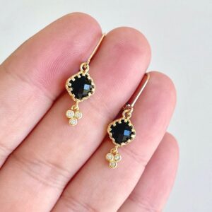 Black Onyx Earrings, Tiny Shiny Black Diamond Shape Earrings, Small Dangle Drops Gold or Silver, Elegant Minimalist Earrings, Gift for her Black Onyx Earrings, Tiny Shiny Black Diamond Shape Earrings, Small Dangle Drops Gold or Silver, Elegant Minimalist Earrings, Gift for her