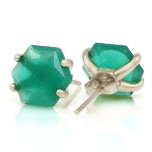 Breathtaking Stud Earrings Silver · Green Onyx Stone Earrings · Simple Prong Vintage Color Earrings · Emerald Green Stud Earrings