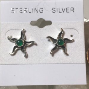 Green Onyx Star Stud Earrings