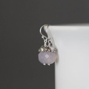 Onyx Earrings - Lavender Gemstone Earrings - Silver Dangle Earrings - Bali Silver Earrings - Purple And Silver - Wire Wrapped Earrings