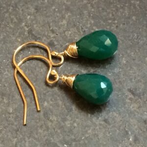Small Green Onyx Dangle Earrings: 14k Gold, Rose Gold Fill, Sterling Silver