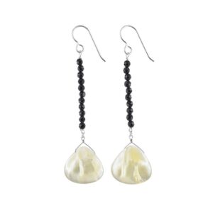 Sterling Silver Mother of Pearl & Black Onyx Dangle Earrings