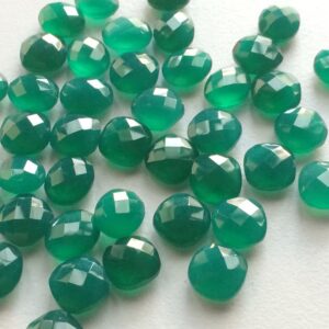 10-11mm Green Onyx Both Side Faceted Gems, Green Onyx Square And Oval Gems, Green Onyx For Jewelry (5pcs To 10pcs Options) - Godp766