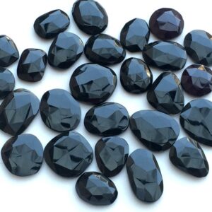 10-12mm Black Onyx Rose Cut Cabochons. Black Onyx Faceted Flat Back Cabochon, Black Onyx For Jewelry, Loose Onyx Gems (5pcs To 50pcs Option)