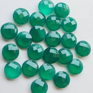 12mm Green Onyx Round Faceted Stones, Green Onyx Double Side Cut Gemstones, Loose Green Onyx For Jewelry (5pcs To 10pcs Options) - Ramp166