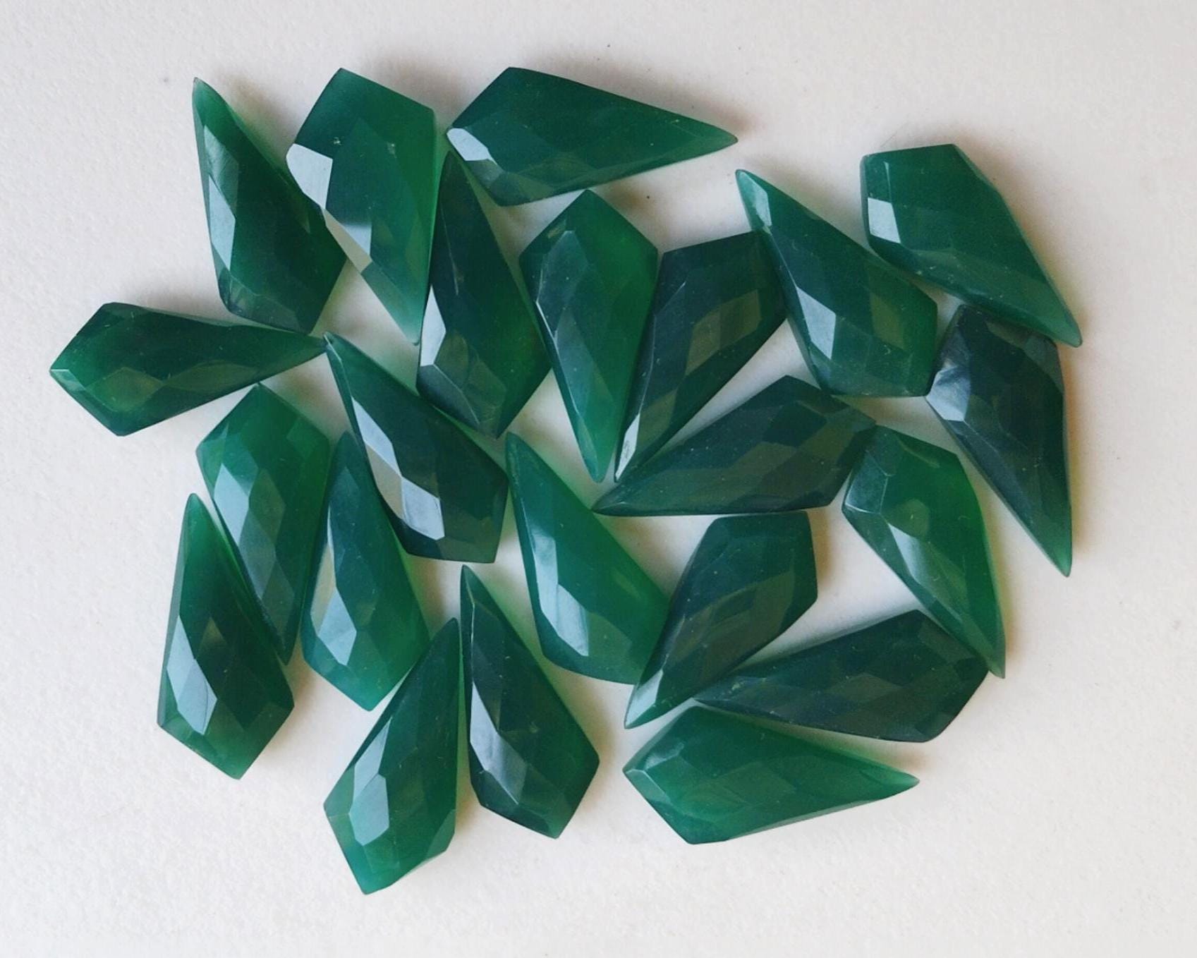 22mm Green Onyx Shield Shape, 5 Pcs Green Onyx Fancy Shield Both Side Faceted, Loose Onyx Gemstones - Asg32