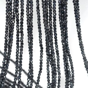 2mm Noir Black Onyx Gemstone Black Faceted Round Loose Beads 15.5 inch Full Strand LOT 1,2,6,12 and 50 (90183443-107)