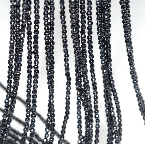 2mm Noir Black Onyx Gemstone Black Faceted Round Loose Beads 15.5 Inch Full Strand Lot 1,2,6,12 And 50 (90183443-107)