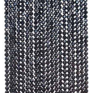 2mm Noir Black Onyx Gemstone Black Micro Faceted Round Loose Beads 15.5 inch Full Strand (80004715-107)