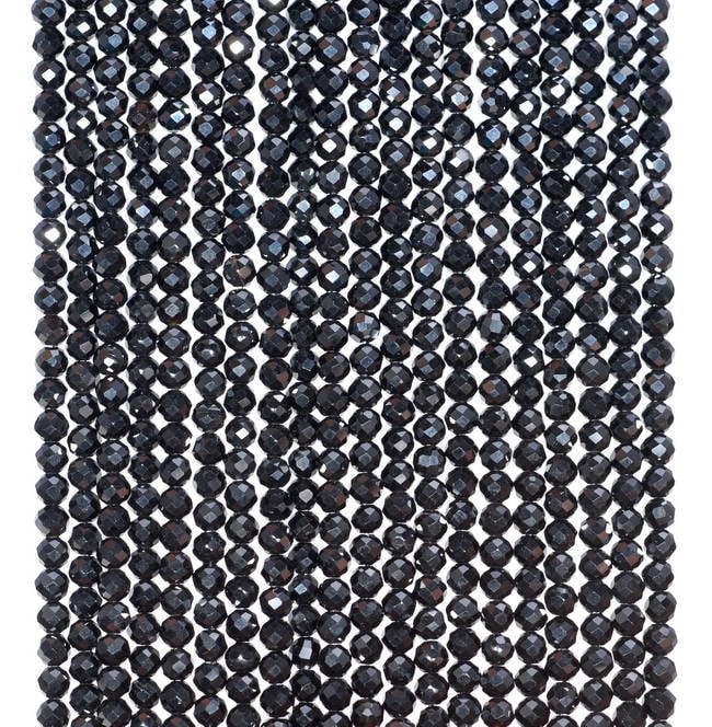 2mm Noir Black Onyx Gemstone Black Micro Faceted Round Loose Beads 15.5 Inch Full Strand (80004715-107)
