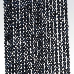 2mm Noir Black Onyx Gemstone Black Faceted Round Loose Beads 15.5 Inch Full Strand (90183443-107)