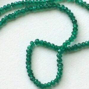 3mm Green Onyx Faceted Rondelle Beads, Natural Shaded Green Onyx Beads, 13 Inch Green Onyx Faceted Bead For Jewelry (1ST To 5ST Options)