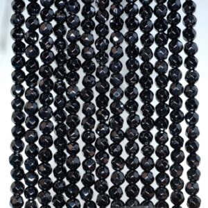 4mm Black Onyx Gemstone Faceted Round Loose Beads 15 Inch Full Strand (90183819-364)