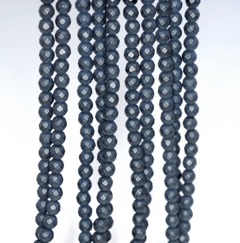 4mm Frosted Matte Noir Black Onyx Gemstone Black Faceted Round Loose Beads 15.5 Inch Full Strand (90182749-115)