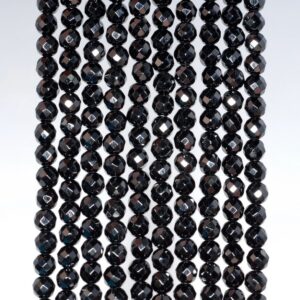 4mm Noir Black Onyx Gemstone Black Faceted Round Loose Beads 15.5 inch Full Strand (90182756-115)